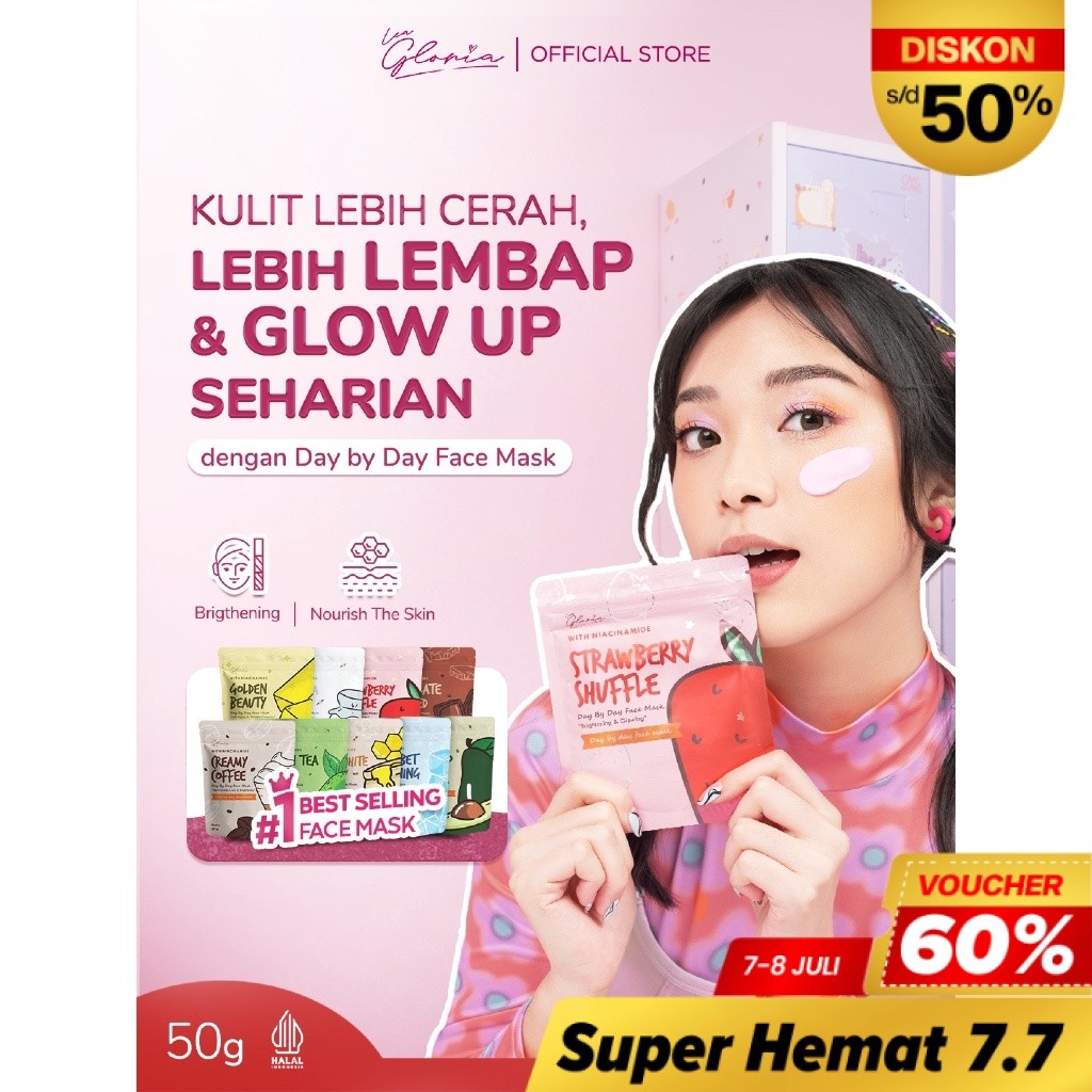 Lea Gloria Masker Wajah Bubuk Day By Day 50gr Face Mask Mencerahkan Kulit