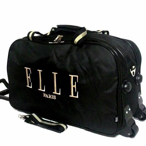 TAS PAKAIAN TROLLY ELLE PARIS KOPER TRAVELBAG TAS TROLI RODA - Cokelat