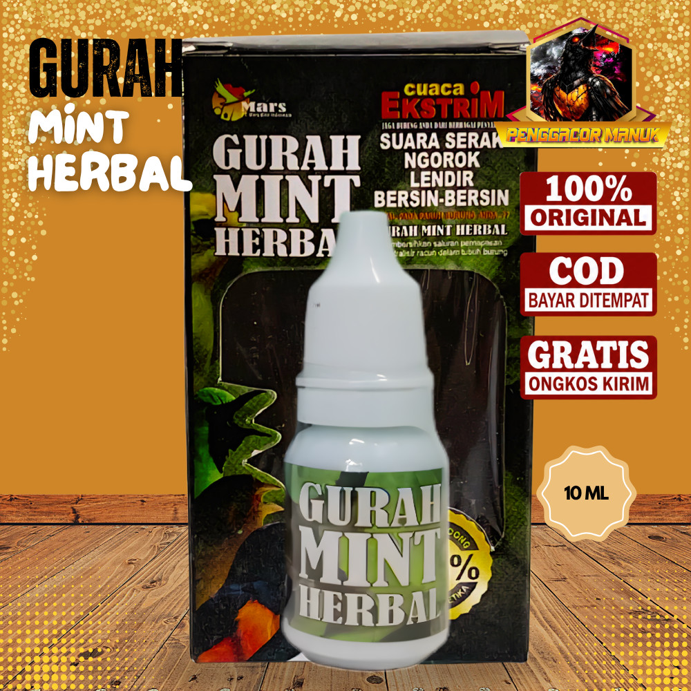 Gurah Mint 10ml Obat Burung Serak Pilek Penjernih Suara Volume Kristal Murai Kacer Cucak Ijo Kenari