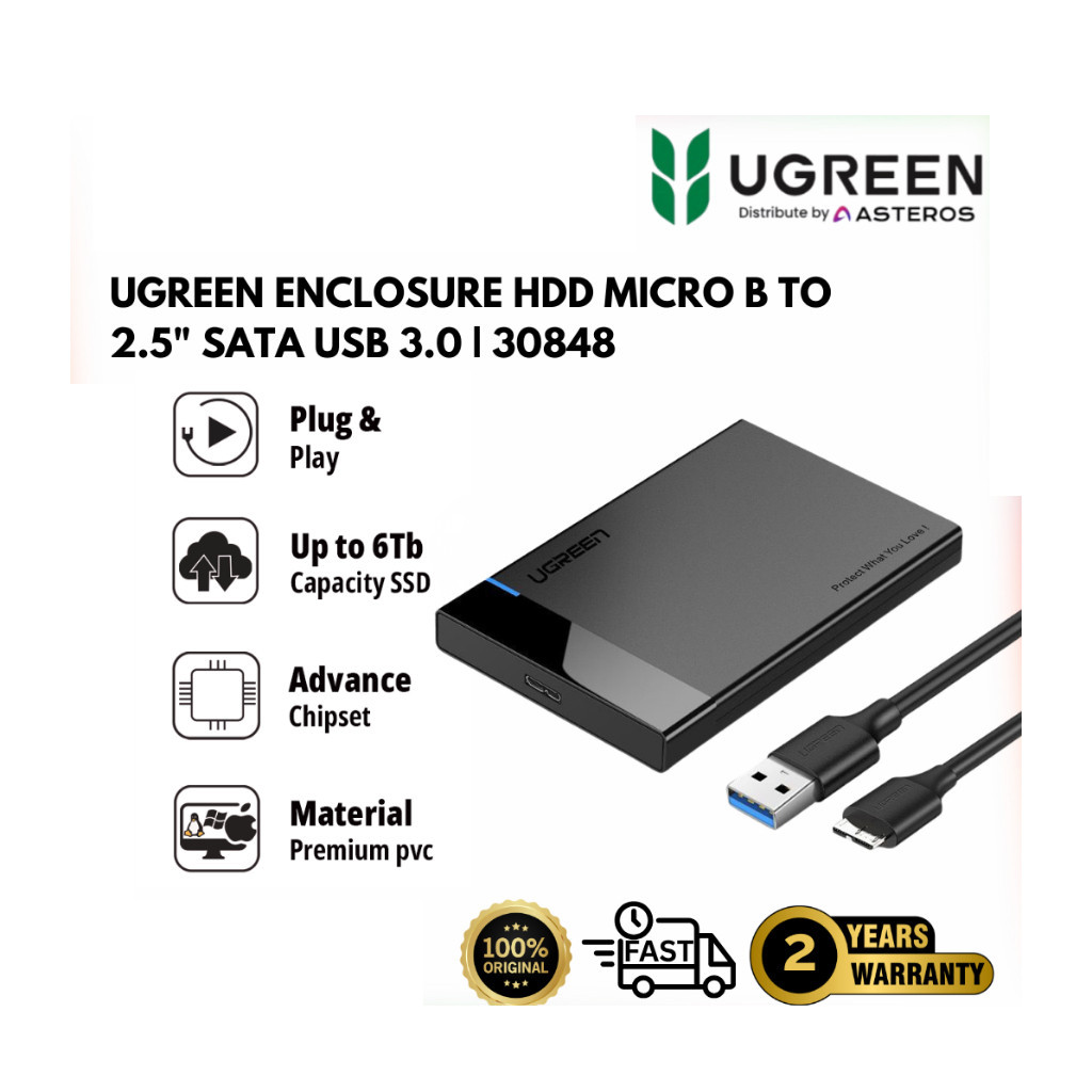 UGREEN Enclosure USB-A to 2.5" SATA Enclosure (USB 3.0) - US221 PN 30848
