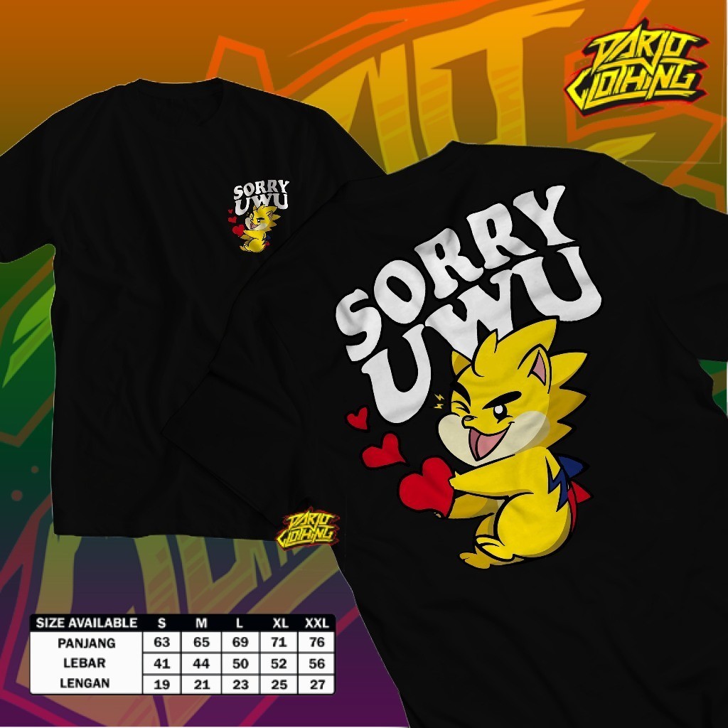 Bandar Kaos Emote Onic Mobile Legend Sorry Uwu - Kaos ML - Baju Emote ML