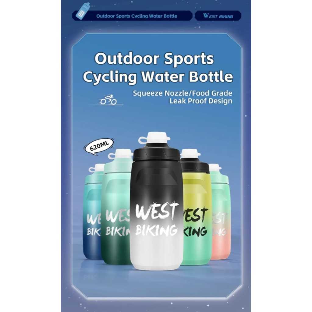 Foto West Biking Bottle Bidon Botol Air Minum 620ml dengan Penutup Botol High Quality untuk sepeda gowes lari hiking
