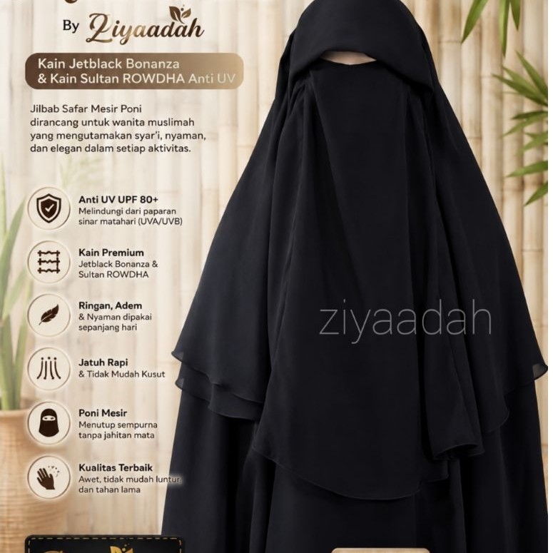 Jilbab Safar Mesir poni / Jilbab cadar rit purdah Mesir poni