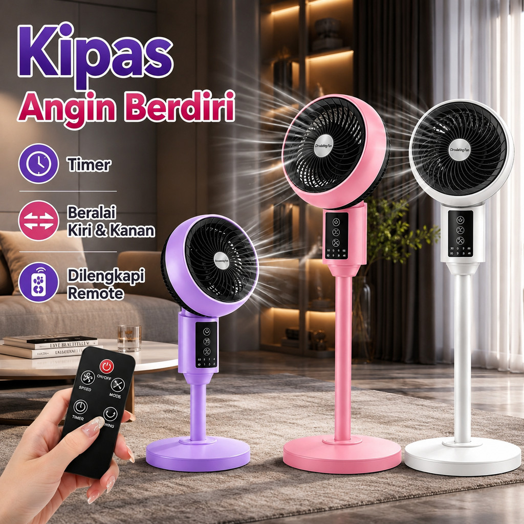 COD Remote Kipas Angin AC murah aestheti Rumah Tangga 3 Kecepatan  Ayun Otomatis