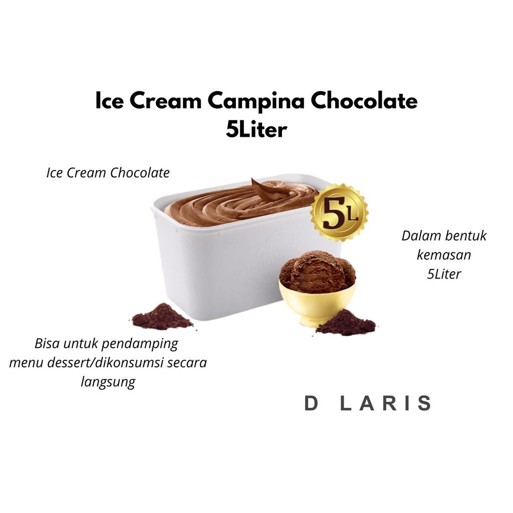 Es Krim Campina Chocolate 5 liter Ice Cream Cokelat Box Besar Ceamy Lembut Enak