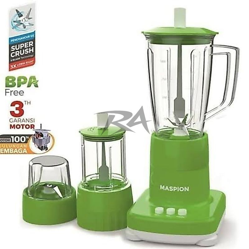 III BLENDER MASPION MT 1273 GL GELAS GLASS KACA 1 LITER L 3 IN 1 WET DRY MILL PENGADUK JUS JUICE BUM