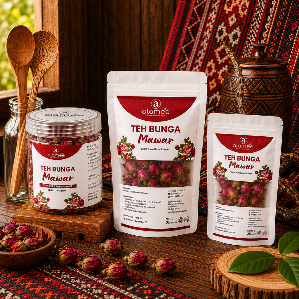 ALAMEE Teh Bunga Mawar Rose Flower Tea Organik Kering Dried Premium
