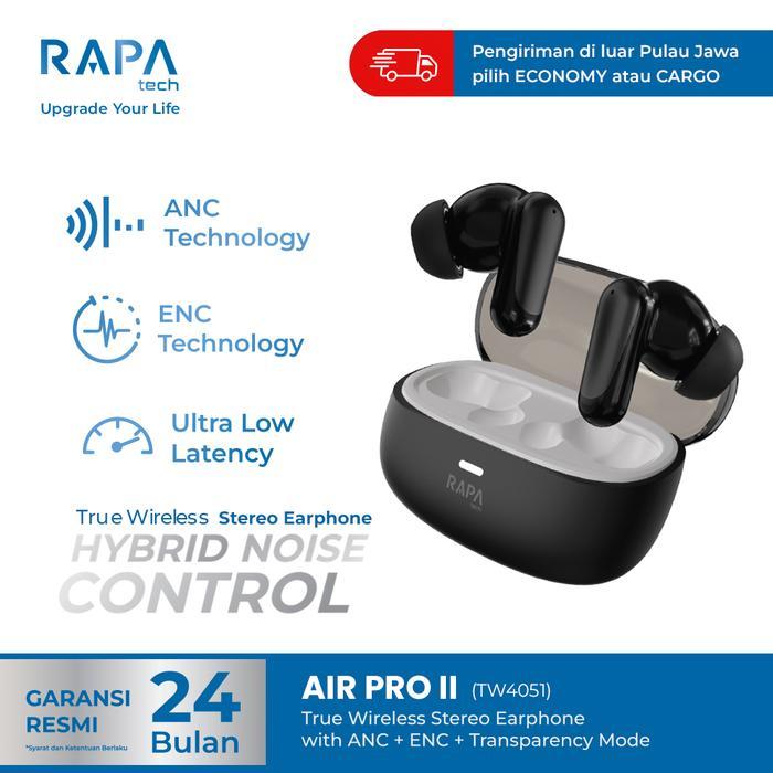 RAPAtech Air PRO II TWS Bluetooth ANC and ENC Earbuds Noise Cancellation Headset Wireless Earphone T