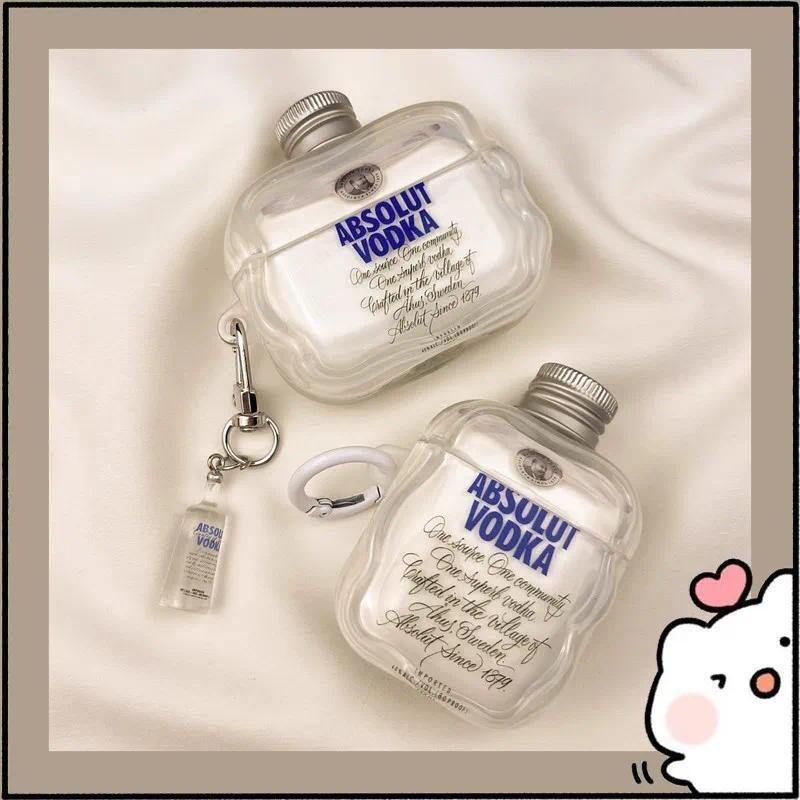 Absolut Vodka AirPods Case Clear  Bottle Shape With Mini Bottle Keychain For  AirPods Pro 2 Creative