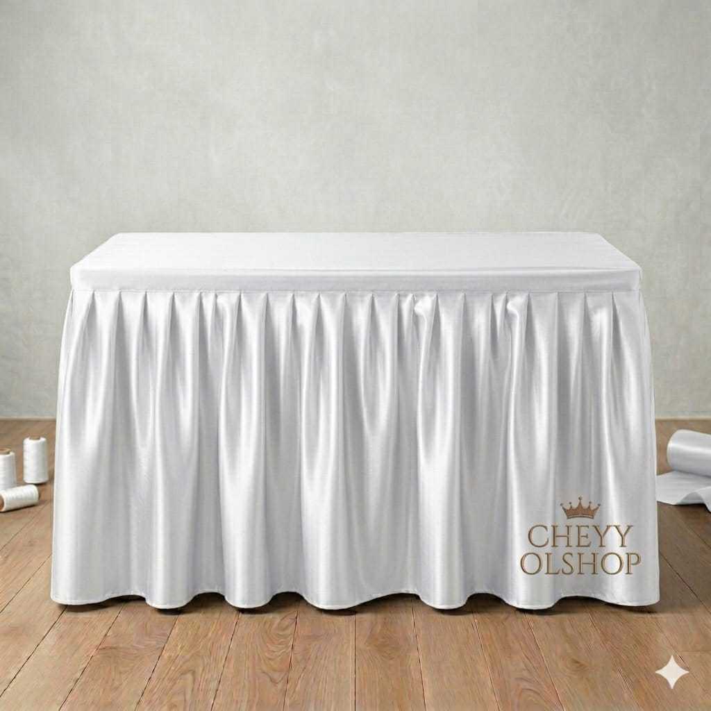 Cover Meja Standar 75x60x120 cm – Taplak Meja Rempel menutupi 3 sisi Depan & Samping kanan dan kiri 