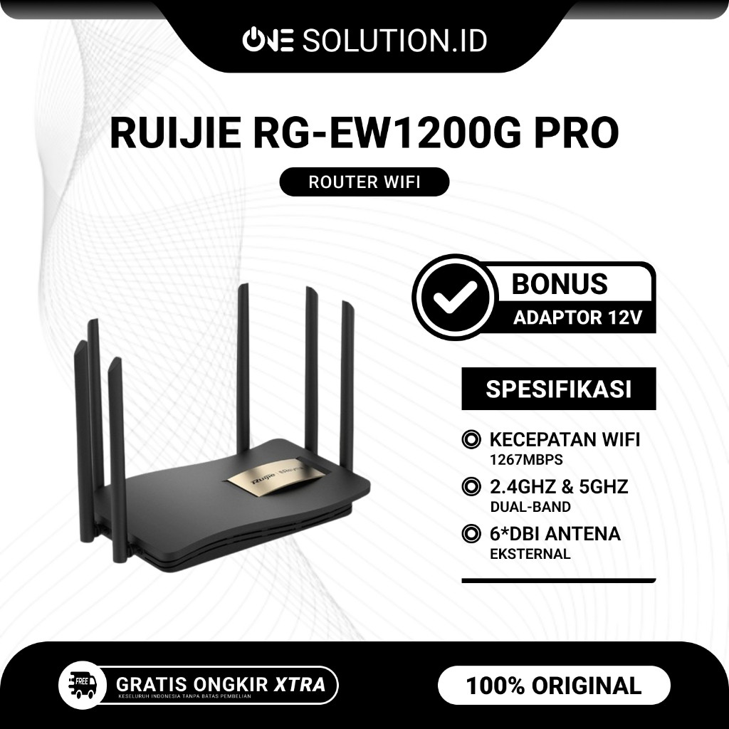 Ruijie RG-EW1200G PRO Wireless WiFi 5 Dual-Band 2.4GHz & 5GHz 6 Antena Router Bekas Original Bonus A