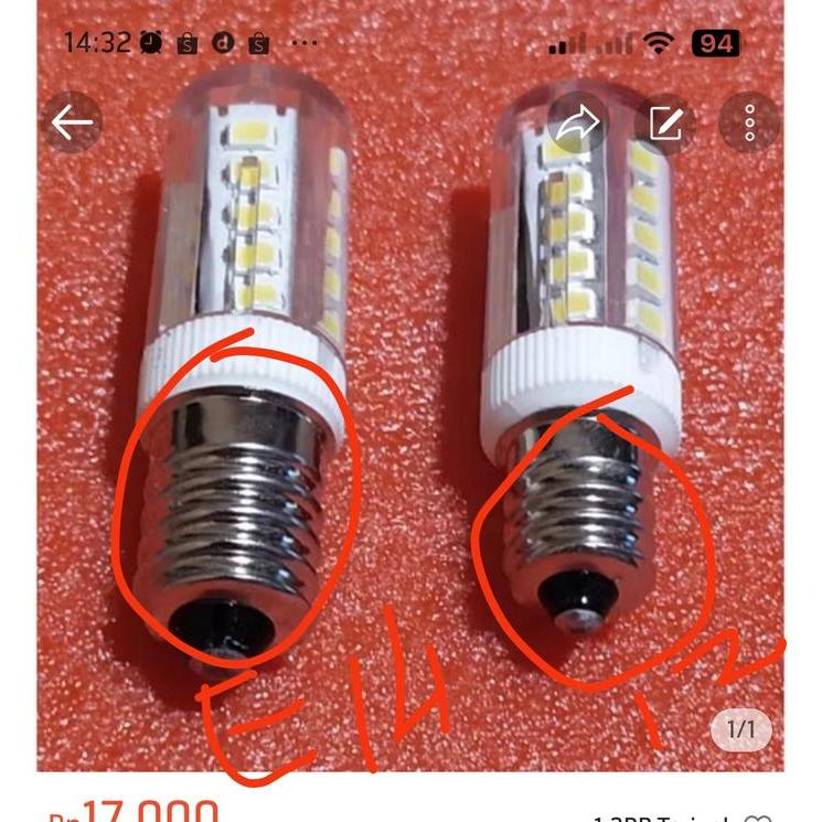 lampu led kulkas E14 dan eE12 putih - Putih, 12