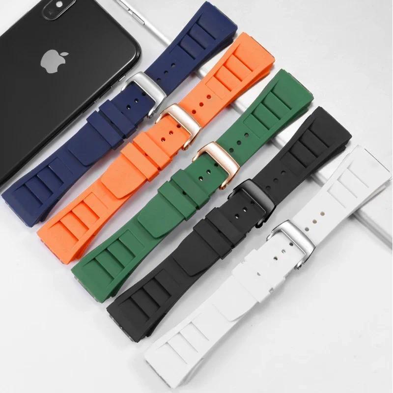 New 25mm Red Black Green Gray Blue Yellow Orange Rubber Watband For Riard Mille strap for RM011 Mill