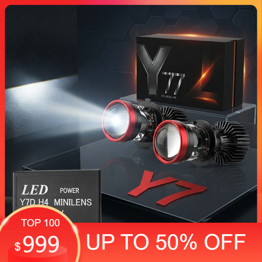 Mini Projie Y7D  Lampu LED Super Terang Y11 H4 50/80/120/150watt Headlamp Lensa Proyektor Y7