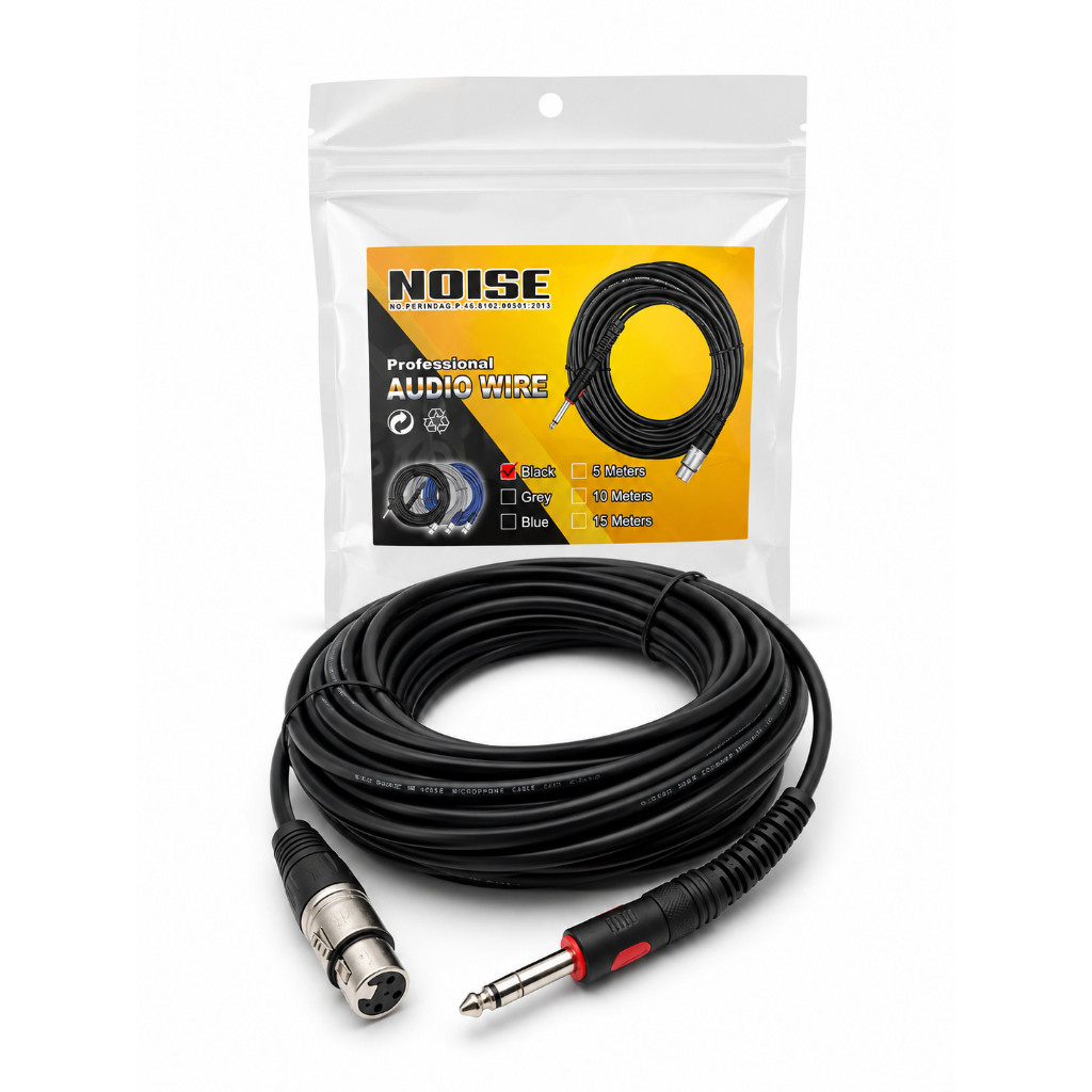 Kabel Mic Hitam Noise 15 Meter / Kabel mik NOISE 15m / Kabel Soket Canon XLR to Akai mono 6,5 mm