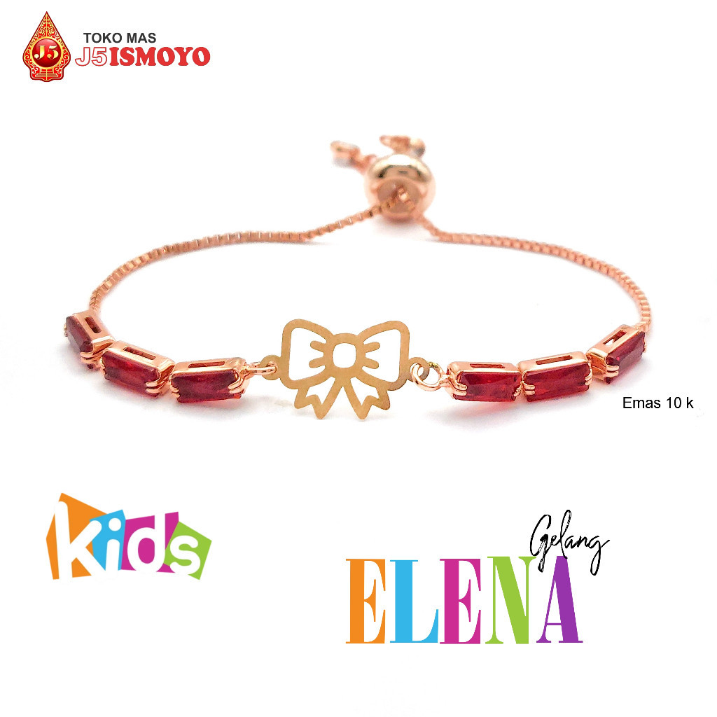 Gelang Anak Tali Serut Kombinasi Emas Mas 10K Asli Elena J5 Ismoyo