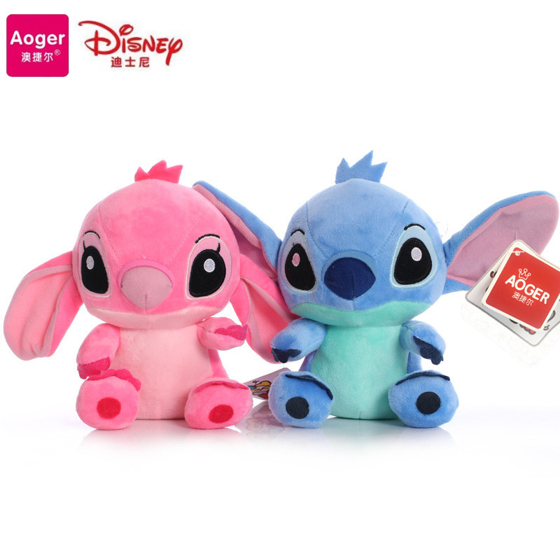 DISNEY Lilo & Stitch Plush Toys Pink Lilo Blue Stitch Stuffed Plush Dolls Pendant Toys Models Cute B