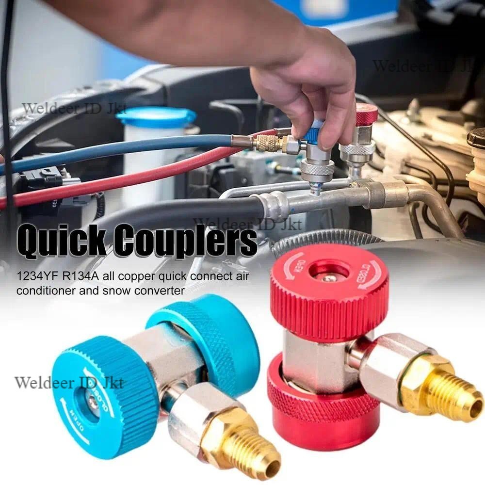 Adaptor Quick Coupler AC Mobil R134A High Low Fitting Manifold Gauge Set
