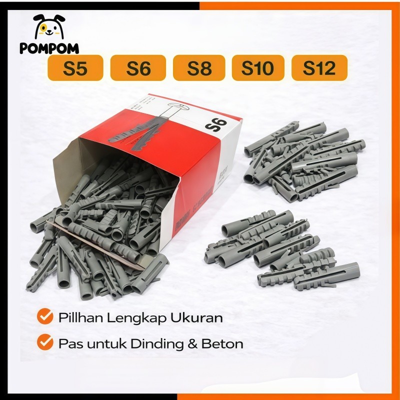Fisher / Viser / Fiser S5 S6 S8 S10 S12 Abu-abu IMUNDEX  | Angkur Tembok PVC S-12 | Fisher Plastik N