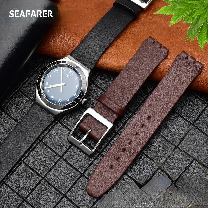 Genuine Leather Watch Band for Swatch Gb274 Gn239 Gb294 Gb287 Men's and Women's 17mm Watch Strap