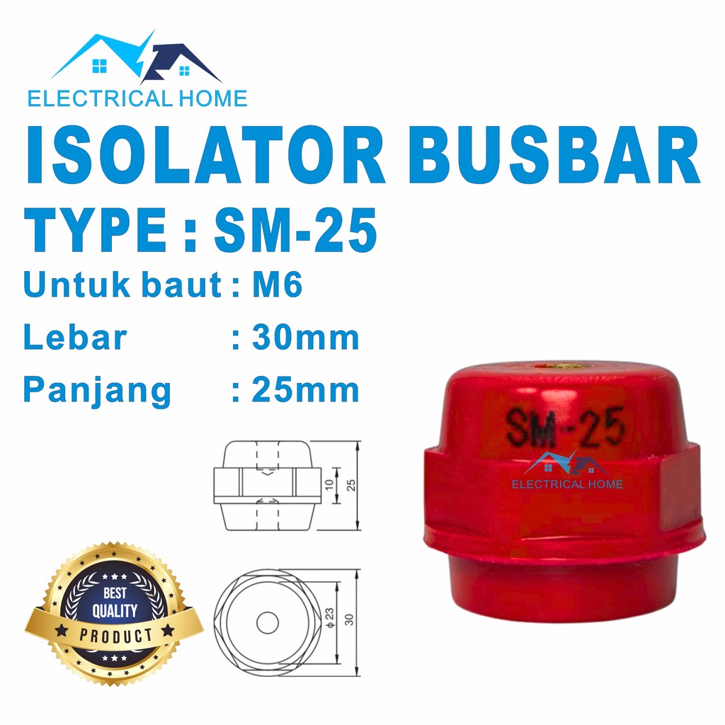 Isolator Busbar SM 25-6 Merah M6