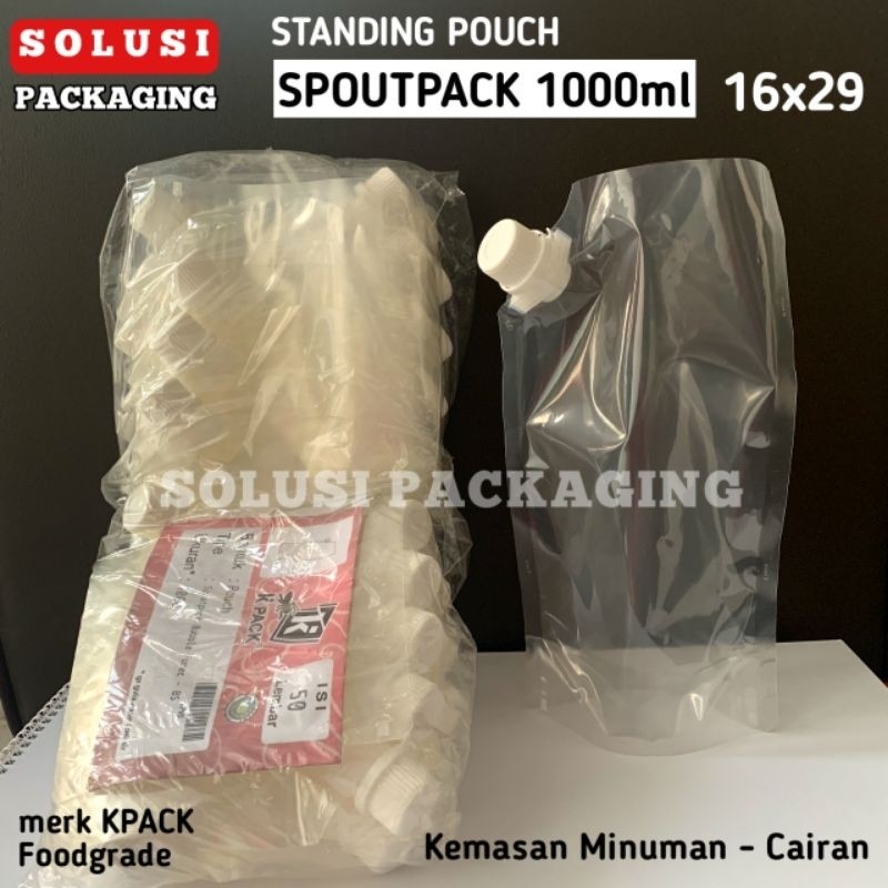 TERLARIS isi 50 SPOUTPACK 1000ml KPACK STANDING POUCH 1L SPOUT BENING KEMASAN PLASTIK MINUMAN CAIRAN