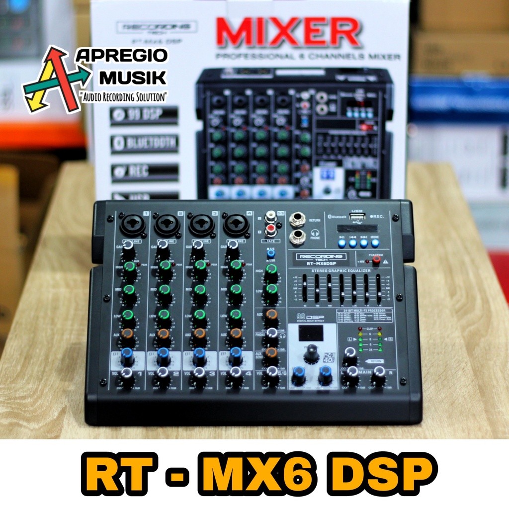 Mixer USB Recording Tech RT MX6 DSP Recording Podcast Apregio Musik