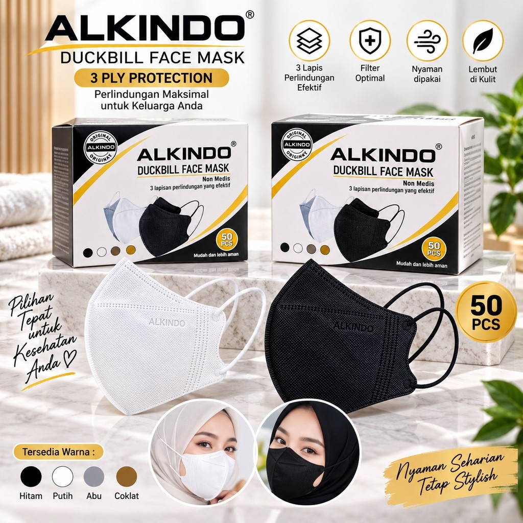 MASKER DUCKBILL ALKINDO 3 PLY/MSKER DUCKBILL ALKINDO/ALKINDO DUCKBILL ORIGINAL