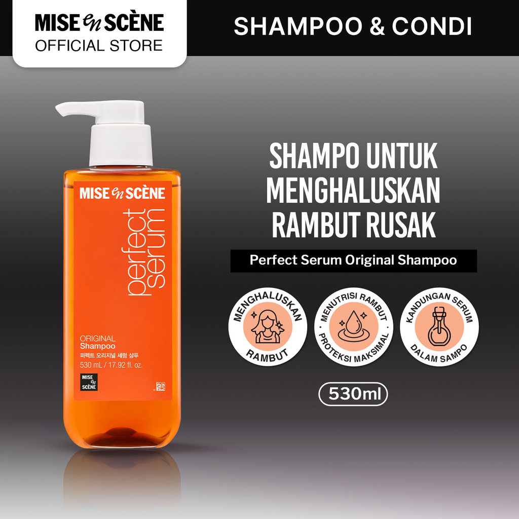 mise en scene Perfect Serum Original Shampoo 530ml - Shampoo Rambut Rusak Melembutkan Tanpa Kusut An
