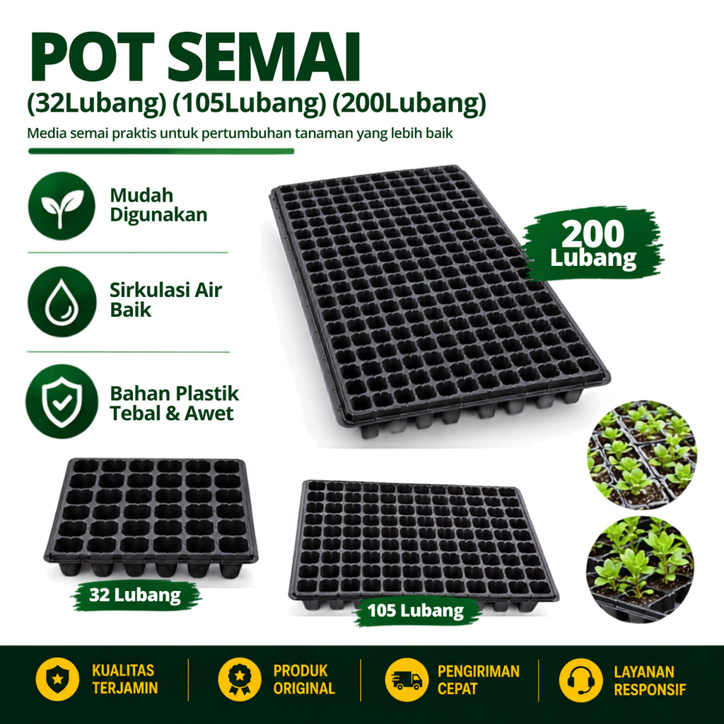 Tray Semai Pot Bibit 32/50/105/200 Lubang Tray Semai Bibit Tanaman | Seedling Tray Plastik Tebal