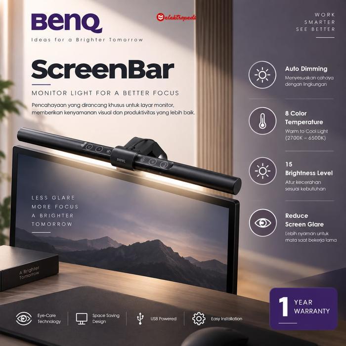 Lampu Monitor BenQ ScreenBar LED Gantung Layar Garansi Resmi BenQ ScreenBar Monitor Light Lampu LED 