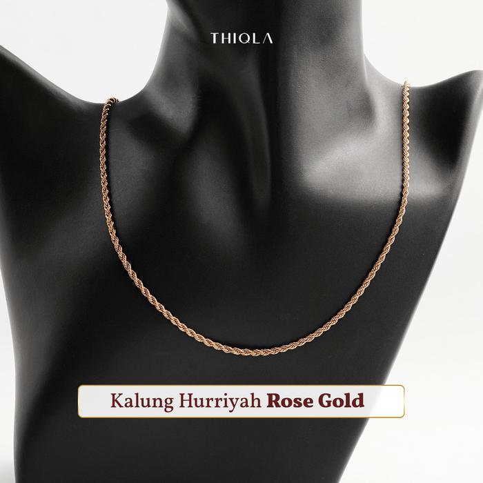 THIQLA - Kalung Rantai Tambang HURRIYAH - Kalung Panjang Wanita Mirip Kalung Juntai Emas Asli - Kalu