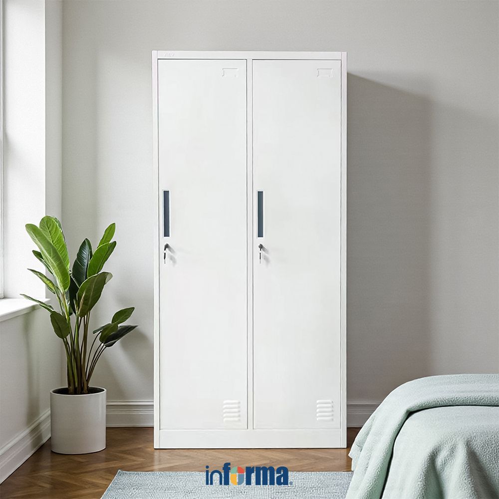 Informa Kiev Lemari Pakaian 2 Kompartemen - Putih Lemari Baju Almari Baju Lemari Kamar Lemari Minima