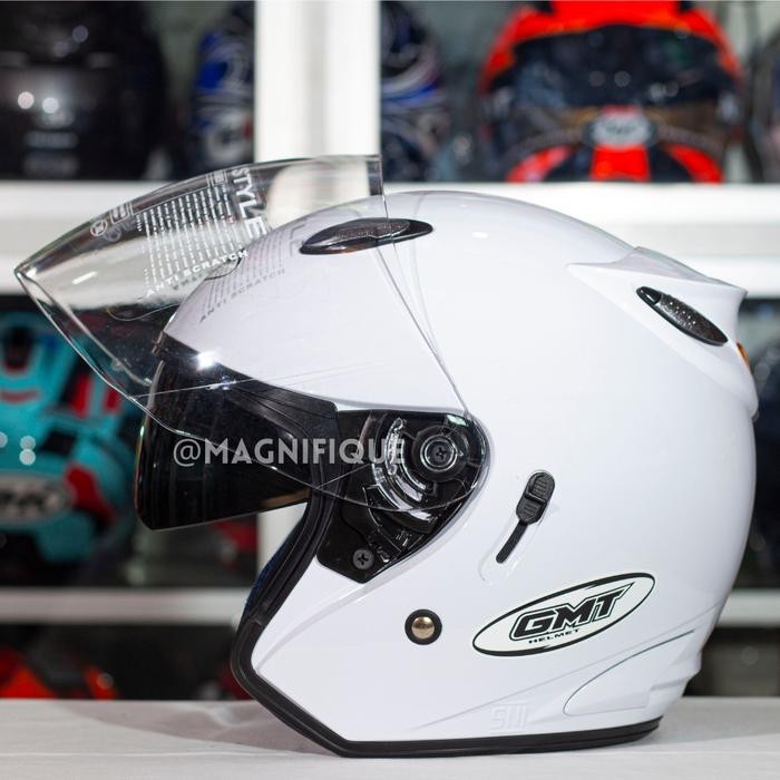 TK Helm Half Face GMT Original Double Visor Helem Motor SNI Murah Helmet - GMT PUTIH, M