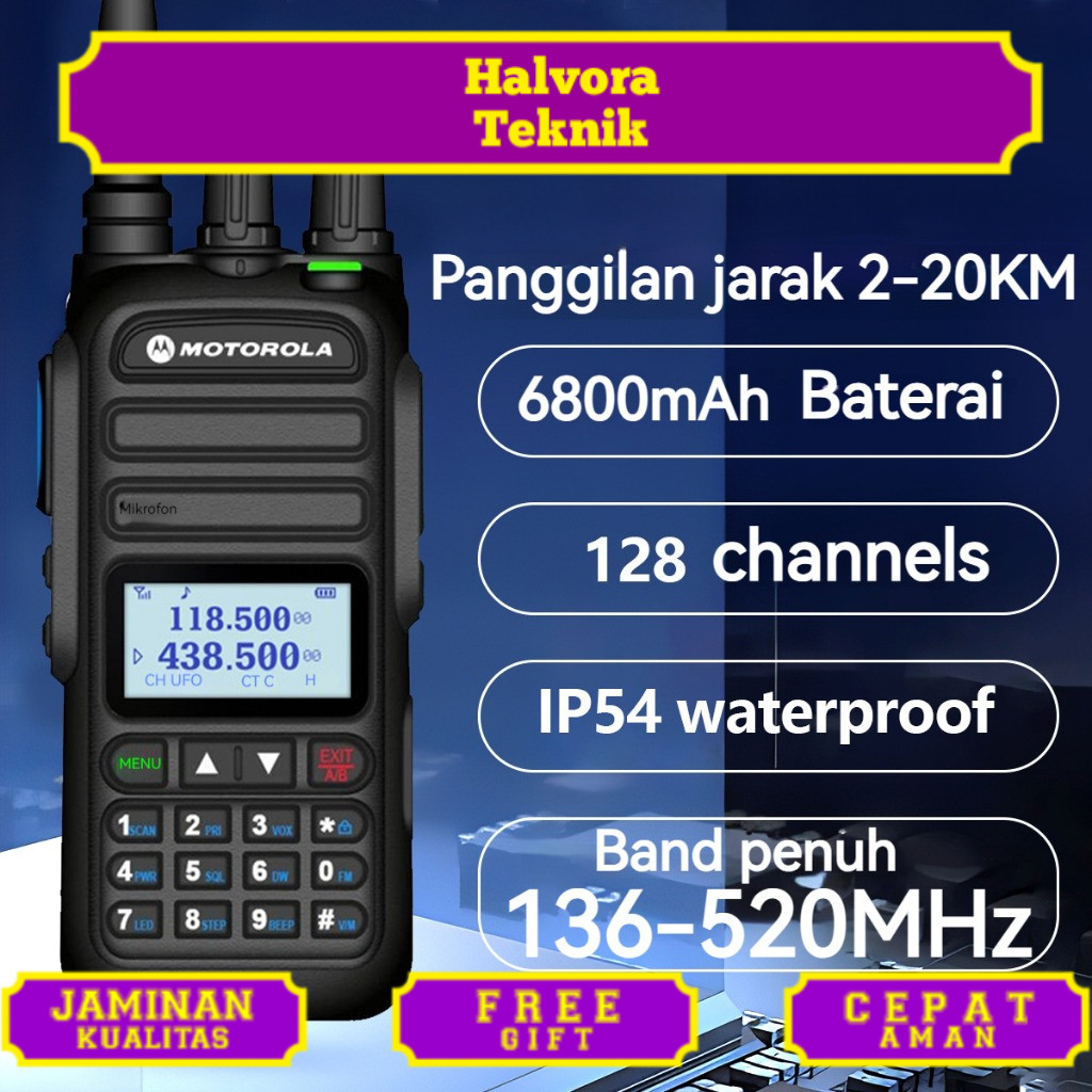 K Headset HT Walkie Talkie Motorola 370S Handy Talky 30KM jarak jauh Two Way Radio Daya tinggi 15 Wa