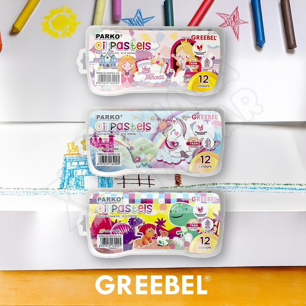 NA PARKO Crayon Krayon Oil Pastel 12 Warna / Krayon Greebel Parko isi 12 Colors Oil Pastels