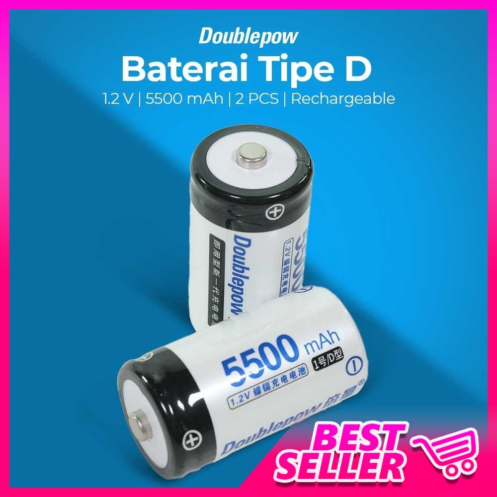 Doublepow Baterai Rechargeable D Ni-CD 1.2V 5500mAh 2 PCS