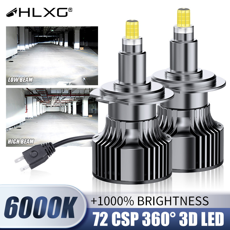 HLXG H7 LED Headlights CANBUS H11 H8 H9 HB3 9005 HB4 9006 Hir2 9012 Turbo Bi Led 360 for Projector L