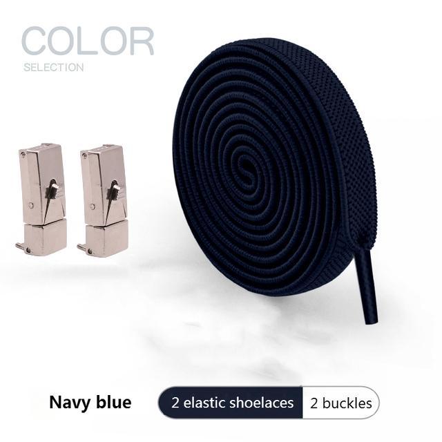 Tali Sepatu Elastis Lock Lace Sport Sneakers 7mm - Navy Blue