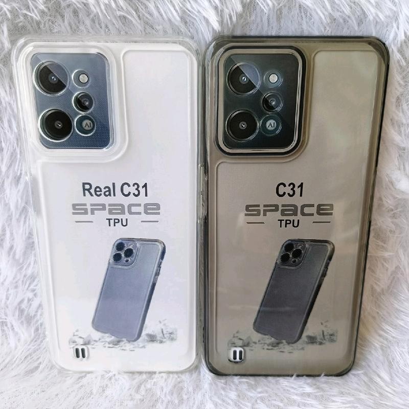 Softcase Realme C31 Case Bening Casing Clear Hitam Transparant Space TPU
