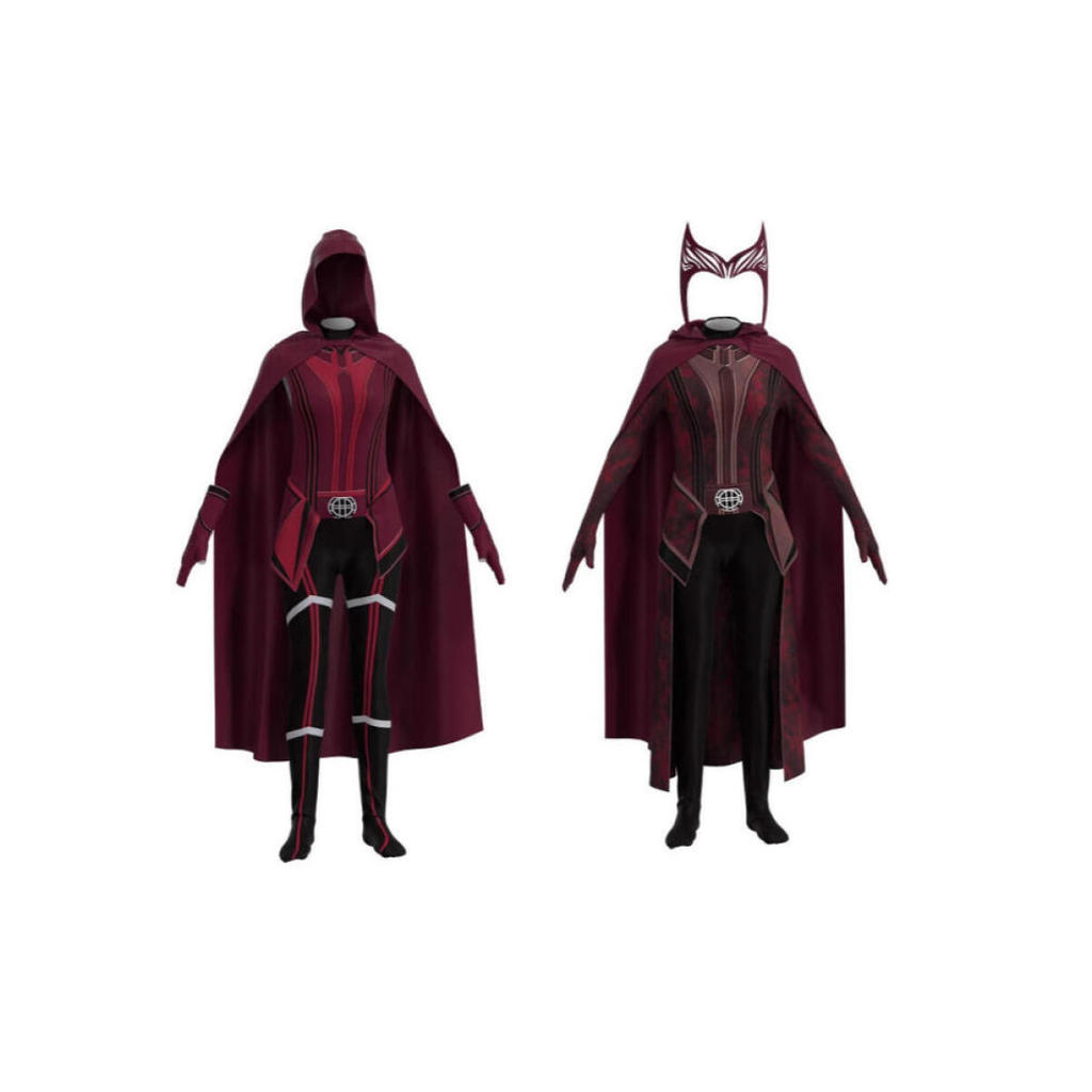 Female Wanda Maximoff Cosplay Costume Scarlet Wit Headwear Cloak and Pants Full Set Outfit Halloween