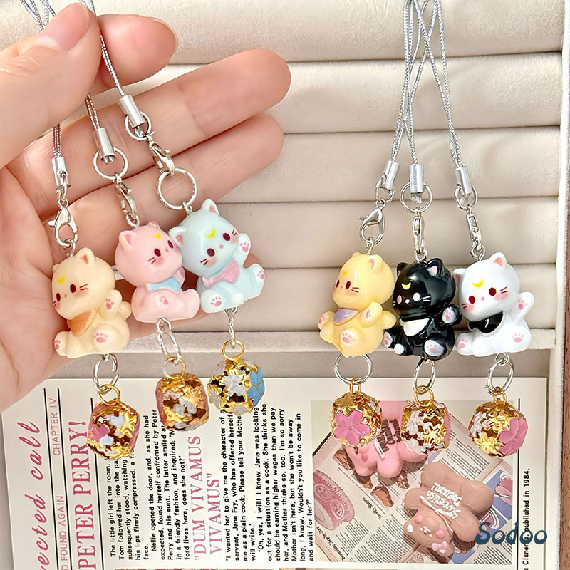 [COD]3D  Kartun  Kucing  Gantungan Telepon  Lucu  Resin  Gantungan Kunci  Siswa  Tas  Pasangan  Anti