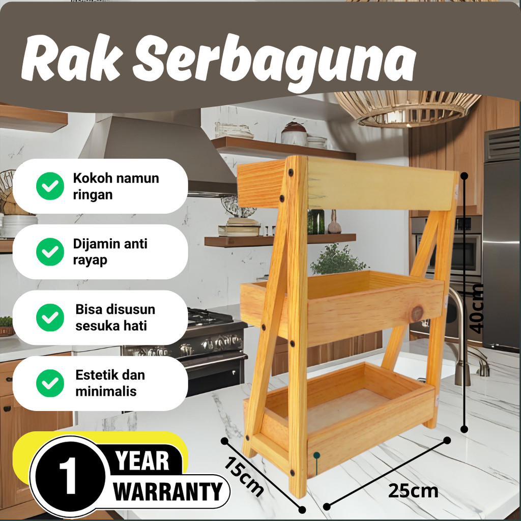 Rak bumbu dapur | rak serbaguna | rak portable | rak susun | rak susun 3 | rak kayu | rak estetik | 