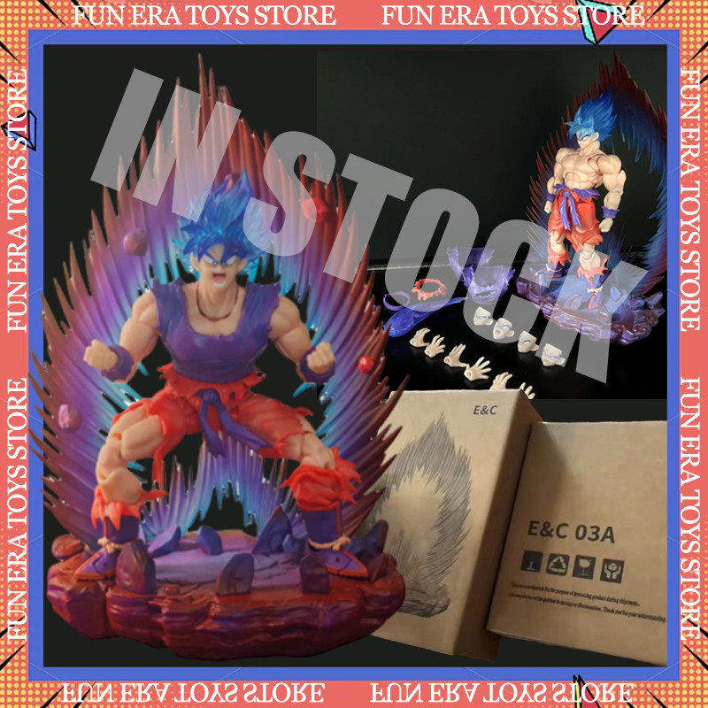E&C Stuo Son Goku 3.0 Body Action Figures Dragon Ball Z SHF Super Saiyan Blue Kaioken Battle Damage 