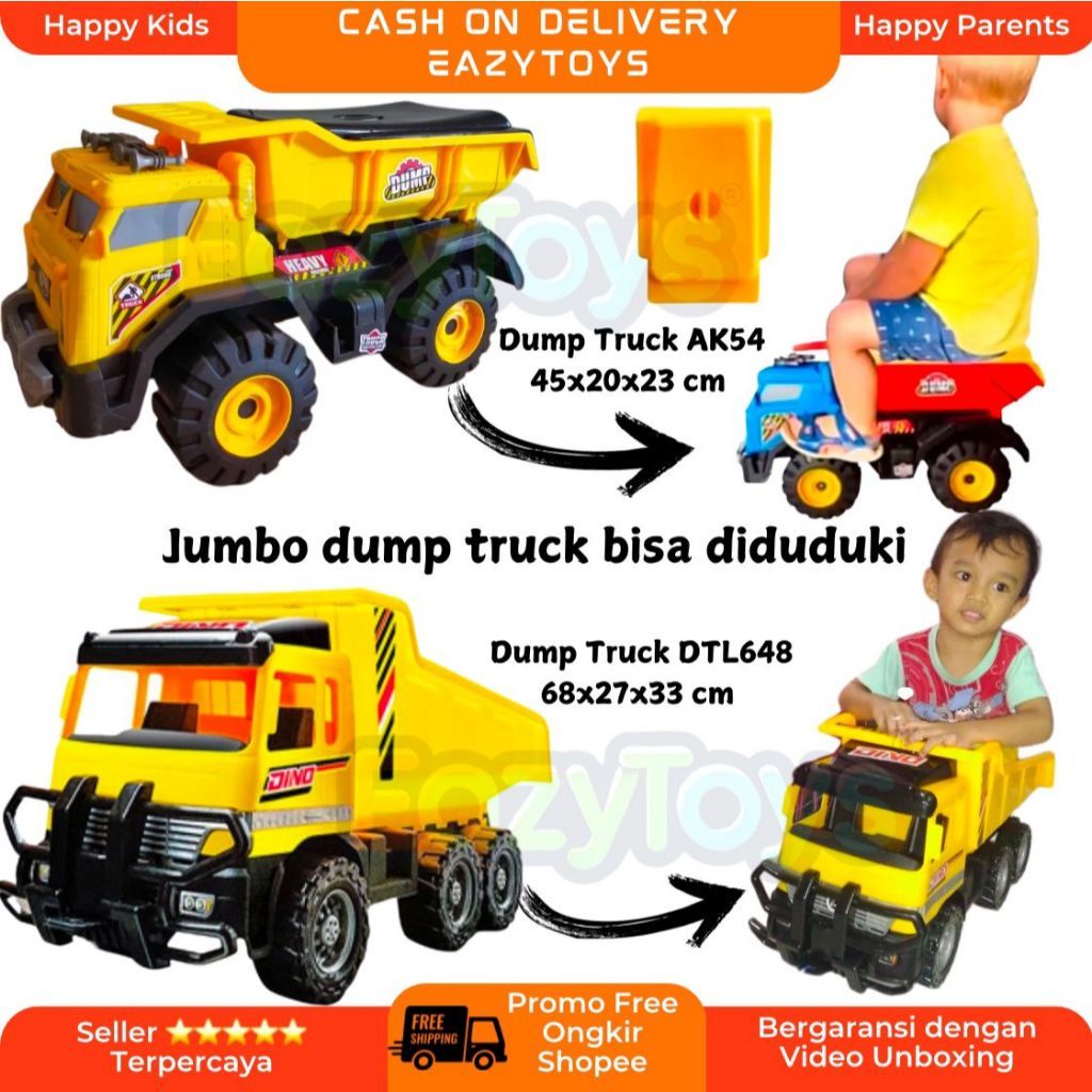 Mobil Truk Mainan Besar DTL 648 Dan AK 54 Mainan Truk Besar Pengangkut Pasir Bisa Diduduki