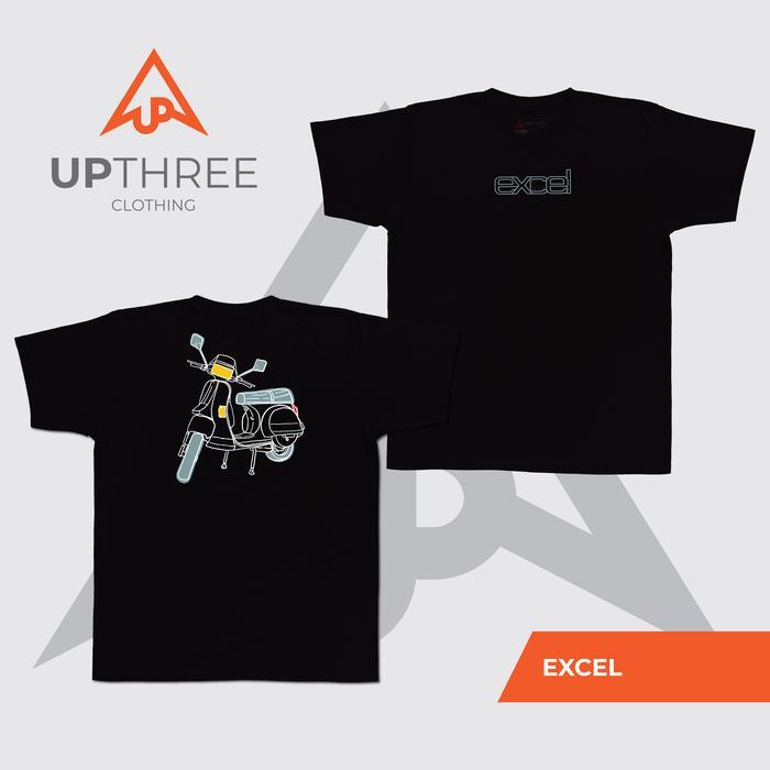 (COD) Kaos Vespa EXCEL Classic Sablon DTF Pria Distro Katun Combed Hitam Lokal - Dewasa, Baju Tshirt
