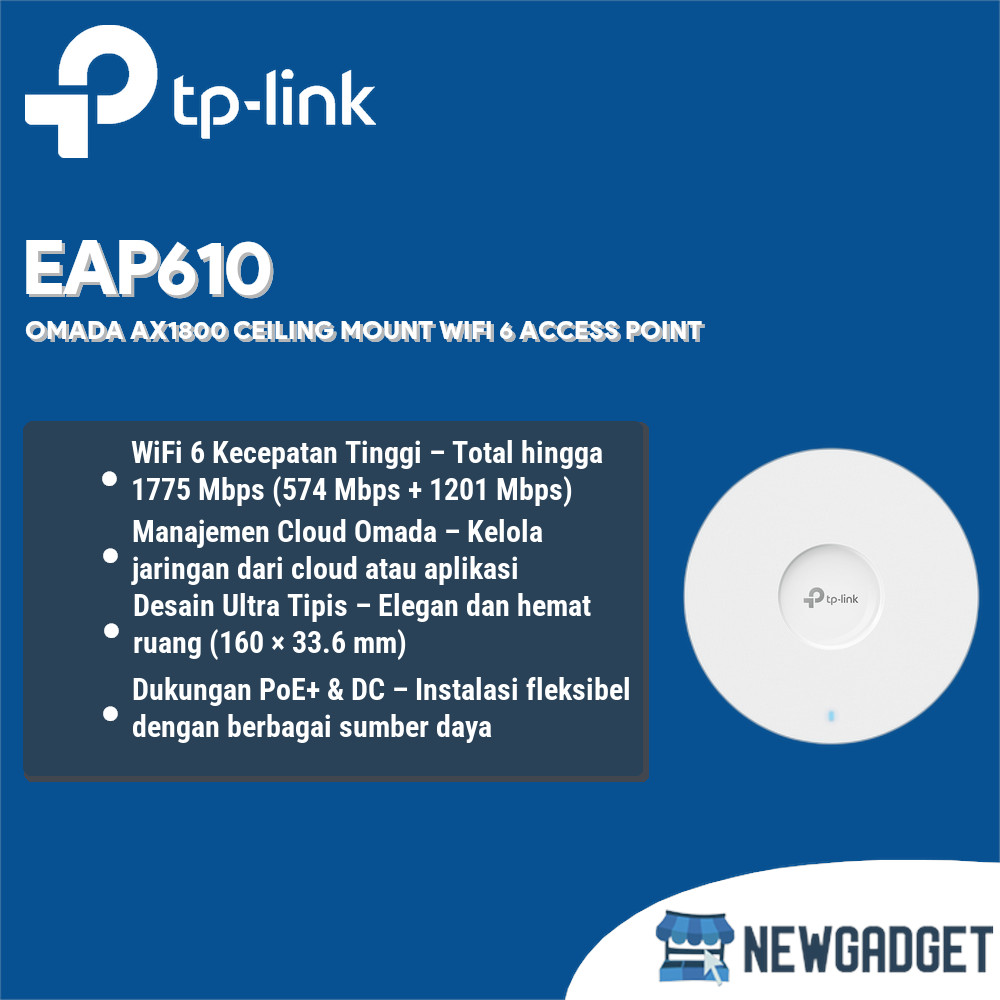 TP-LINK OMADA EAP610 AX1800 CEILING MOUNT WIFI 6 ACCESS POINT