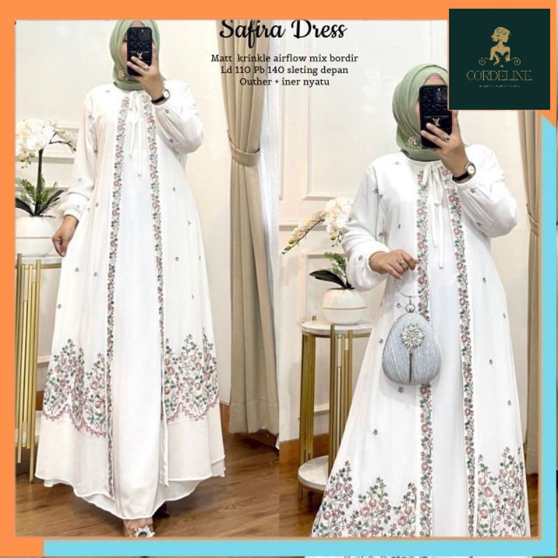 Gamis Jumbo Safira Dress Gamis Cringkel Airflow Terbaru Dress Green sage Gamis Abaya Turky Bordir Mo