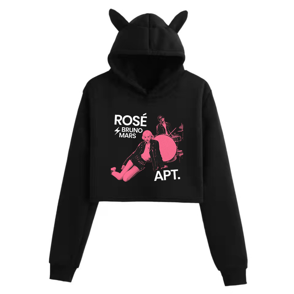 Rose Rosie APT. Bruno Mars Cat Ears Long Sleeve Crop Tops Girls Fashion Hoodie