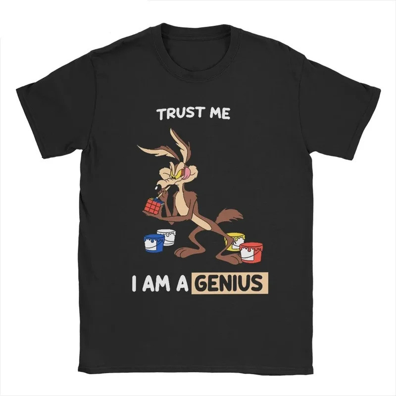 Tren Baru Percayalah Aku Seorang Jenuh T-Shirt Pria Wanita Wile E Coyote Kartun Lucu 100% Kaos Lenga
